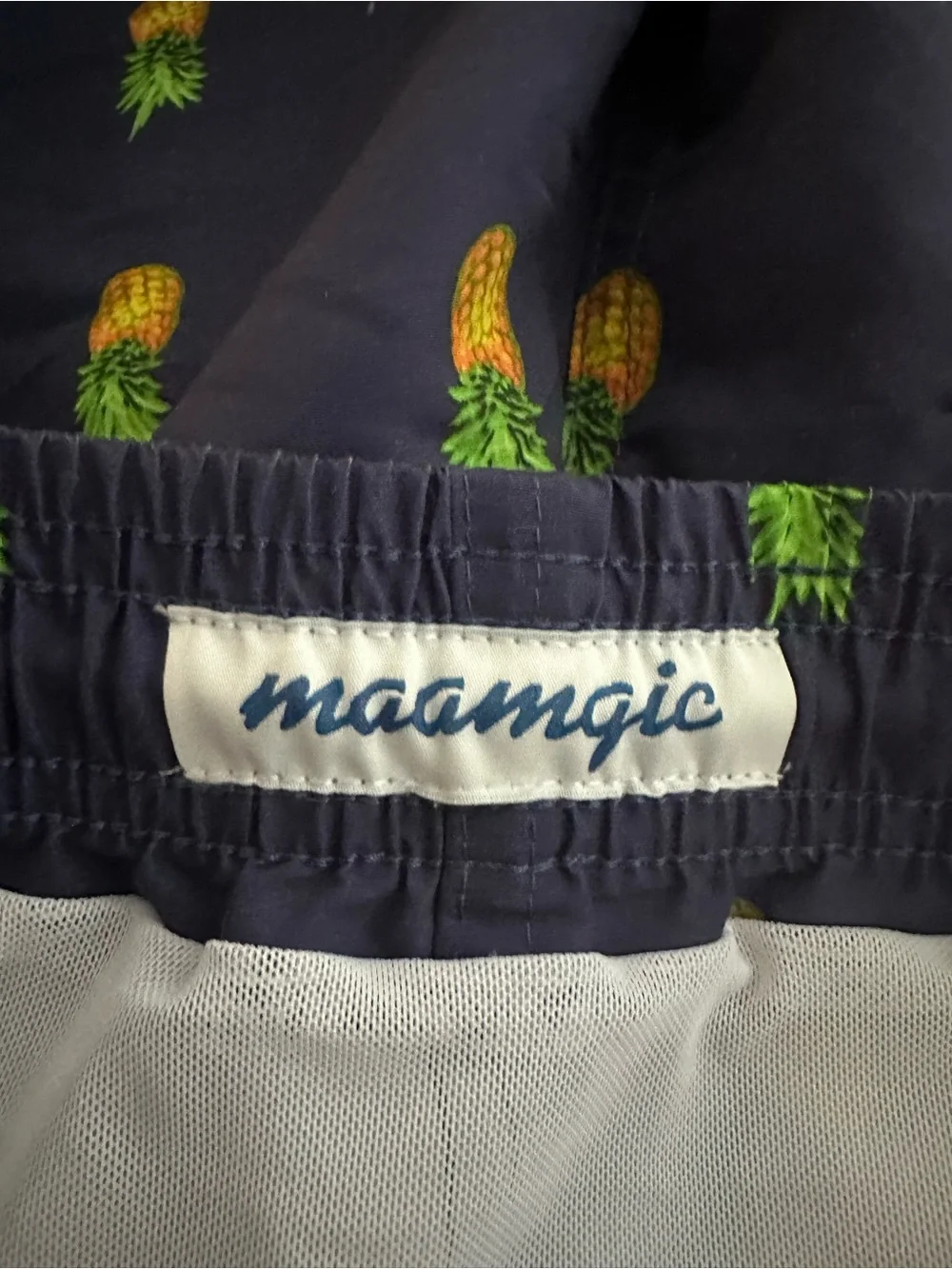 Men's Pineapple-Print Navy Swim Trunks